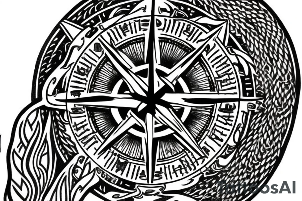 Viking compass and a dragon tattoo idea