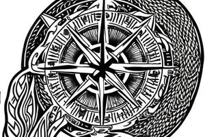 Viking compass and a dragon tattoo idea