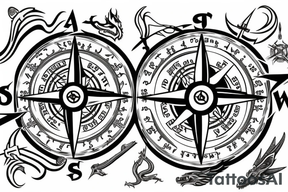 Viking compass and a dragon tattoo idea