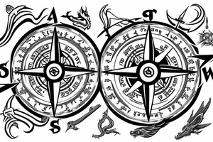 Viking compass and a dragon tattoo idea