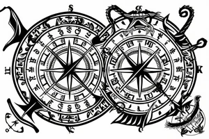 Viking compass and a dragon tattoo idea