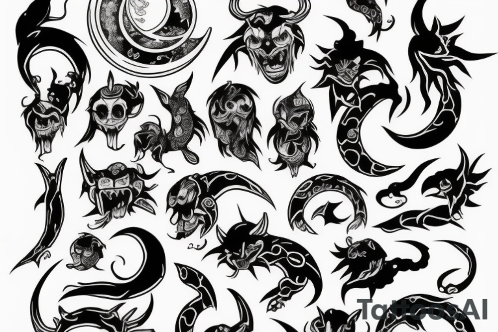 Moon demon tattoo idea
