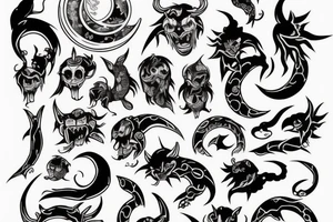 Moon demon tattoo idea