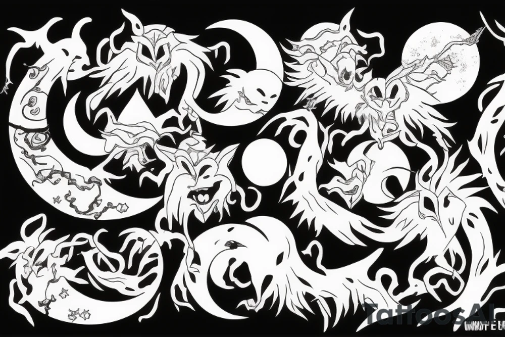 Moon demon tattoo idea