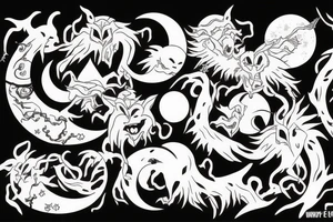 Moon demon tattoo idea