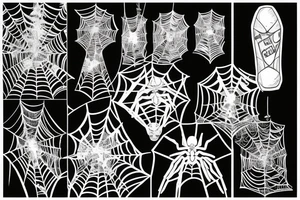 a spider in its web next to black lightning tattoo idea