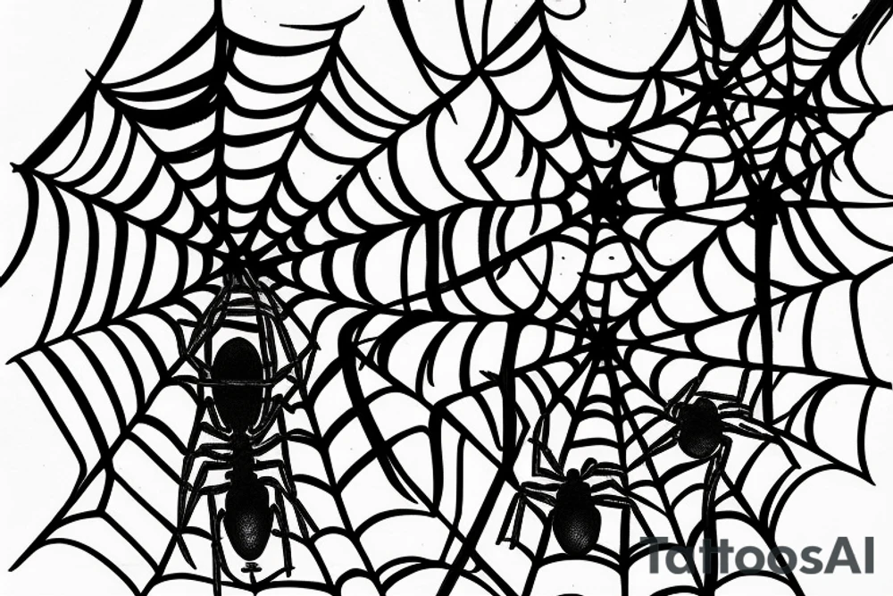 a spider in its web next to black lightning tattoo idea