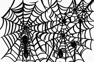 a spider in its web next to black lightning tattoo idea