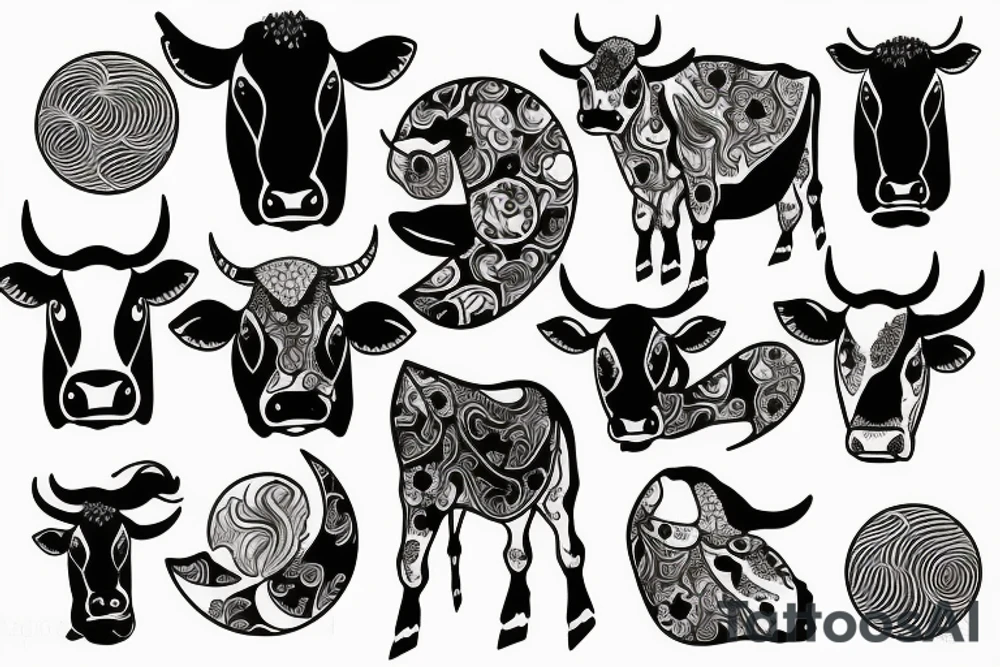 moon and cow tattoo idea