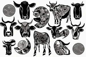 moon and cow tattoo idea