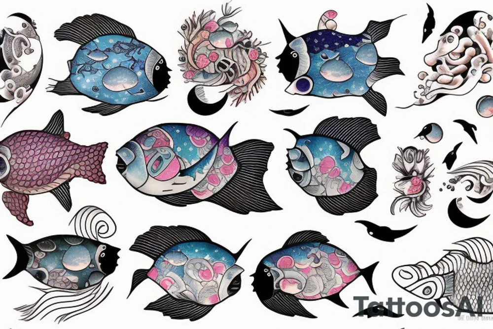 fish and moon tattoo idea