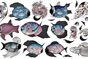 fish and moon tattoo idea