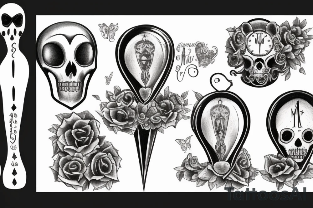 An hourglass with the names ''Memento mori'' and ''Memento vivere'' tattoo idea
