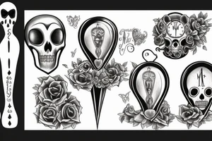 An hourglass with the names ''Memento mori'' and ''Memento vivere'' tattoo idea