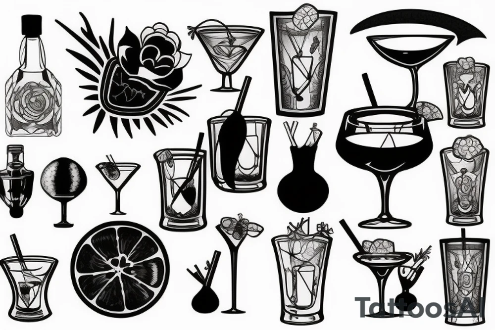 cocktail glass tattoo idea