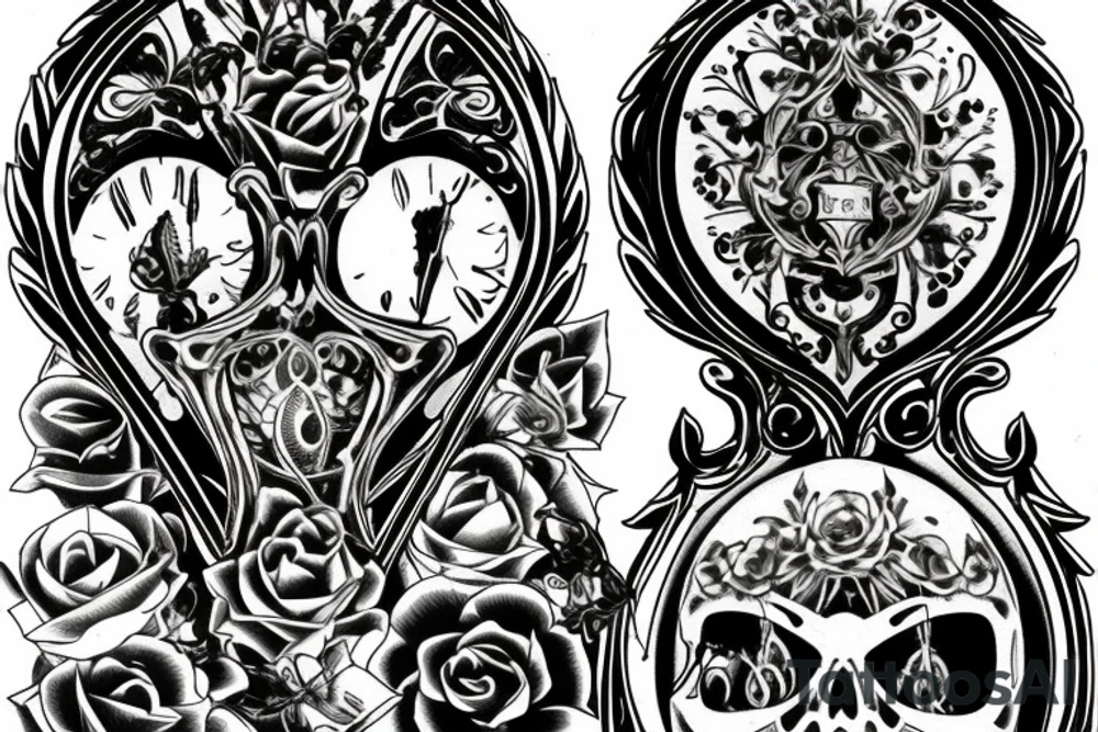 An hourglass with the names ''Memento mori'' and ''Memento vivere'' tattoo idea