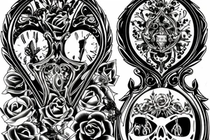 An hourglass with the names ''Memento mori'' and ''Memento vivere'' tattoo idea