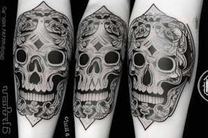 An hourglass with skull tattoo idea