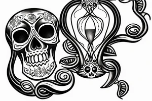 An hourglass with skull tattoo idea