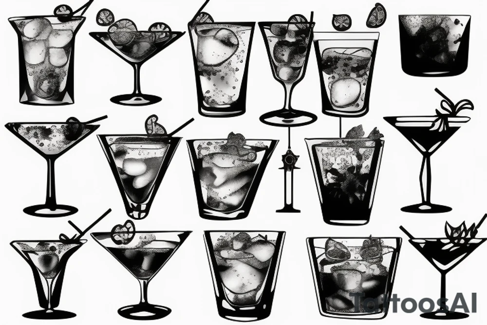 cocktail glass tattoo idea