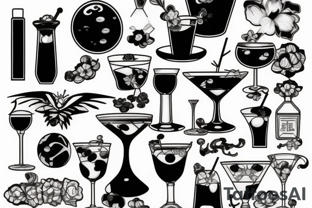 cocktail glass tattoo idea