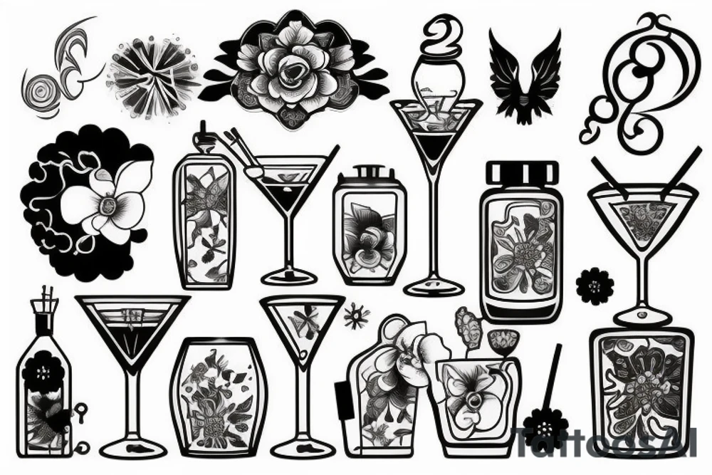cocktail glass tattoo idea