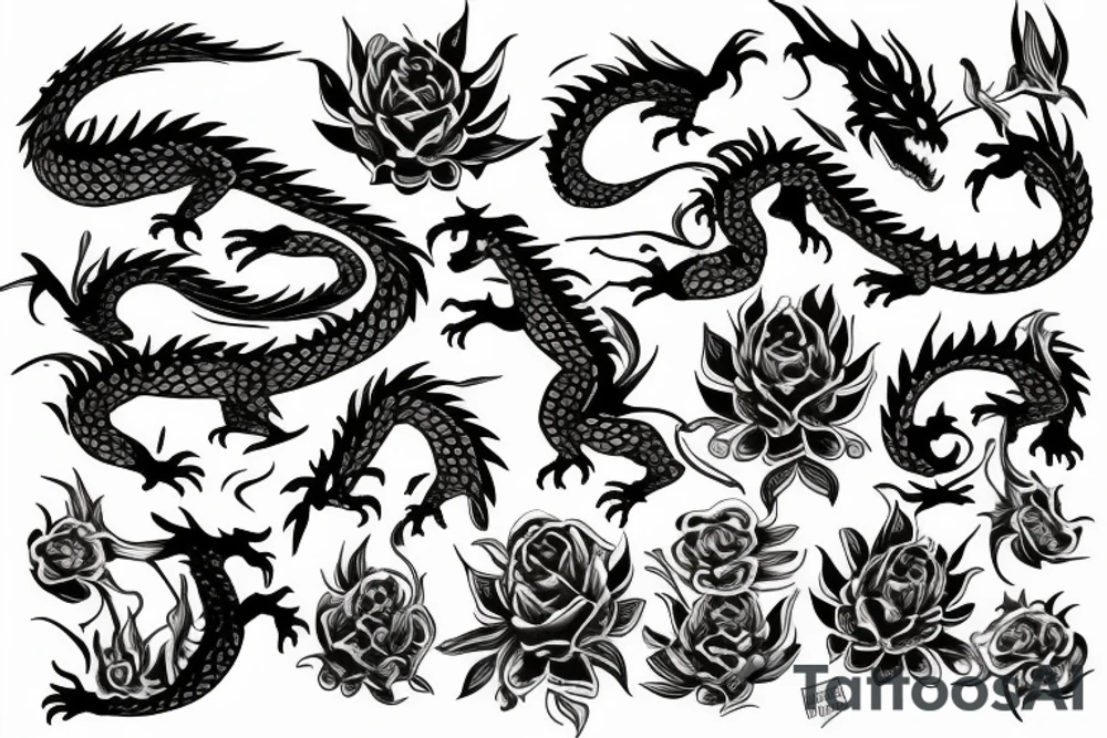 Dragon and flower tattoo idea