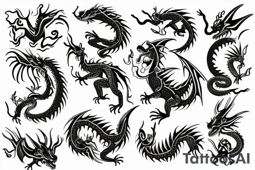 Dragon and flower tattoo idea