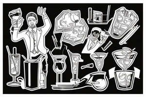 Man in suit pouring a cocktail tattoo idea