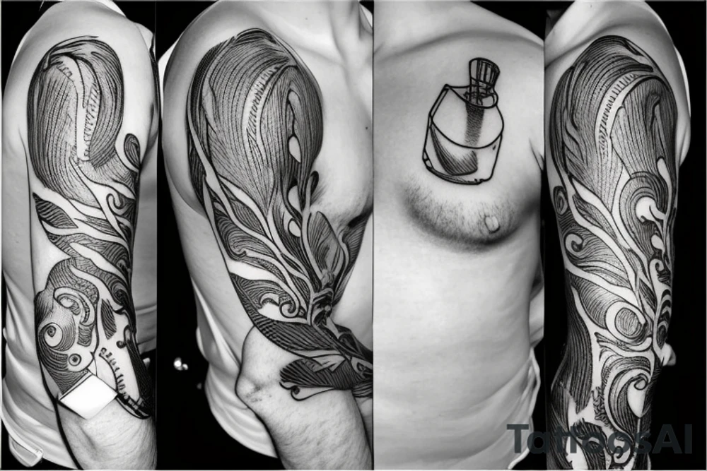 Man in suit pouring a cocktail tattoo idea
