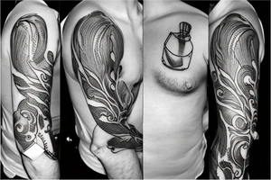 Man in suit pouring a cocktail tattoo idea