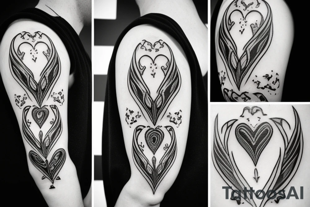 black heart with fire tattoo idea