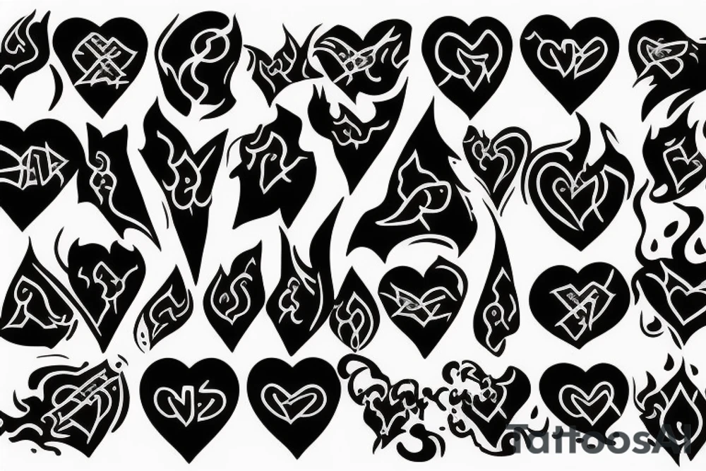 black heart with fire tattoo idea