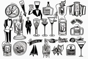 Man in suit pouring a cocktail tattoo idea