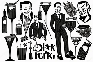 Man in suit pouring a cocktail tattoo idea