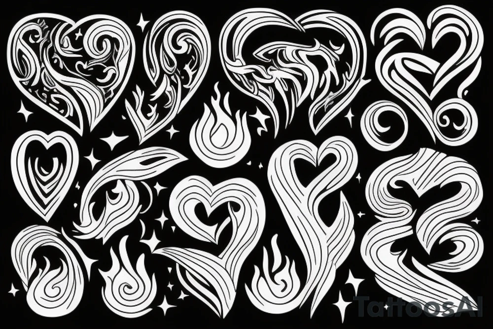 black heart with fire tattoo idea