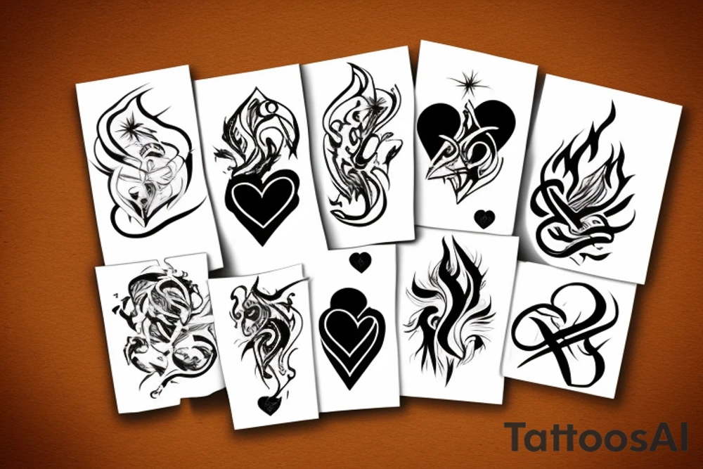 black heart with fire tattoo idea