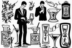 Man in suit pouring a cocktail tattoo idea