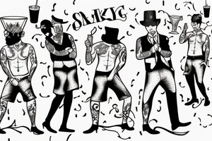 4 Men shaking cocktails tattoo idea