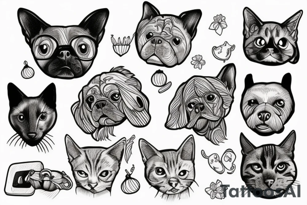 Dog and cat tattoo idea