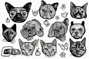 Dog and cat tattoo idea