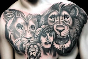 realistic style tattoo about Daniel in the lions den tattoo idea
