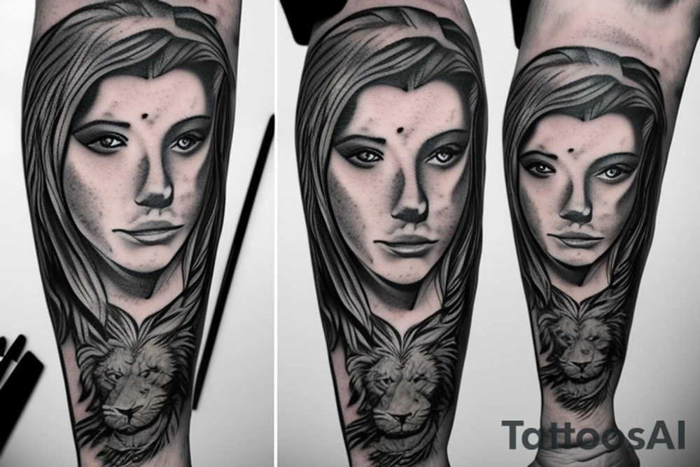 realistic style tattoo about Daniel in the lions den tattoo idea
