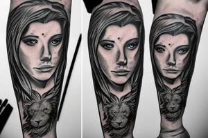 realistic style tattoo about Daniel in the lions den tattoo idea