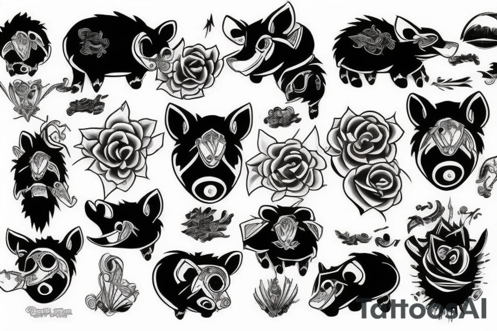 Black hog tattoo idea