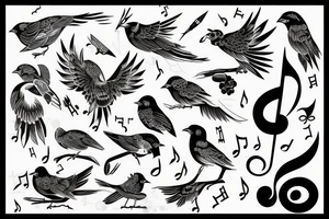 bird with a music tattoo idea