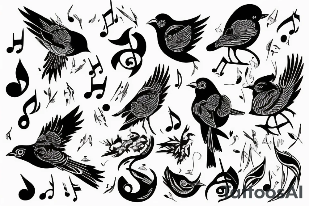 bird with a music tattoo idea