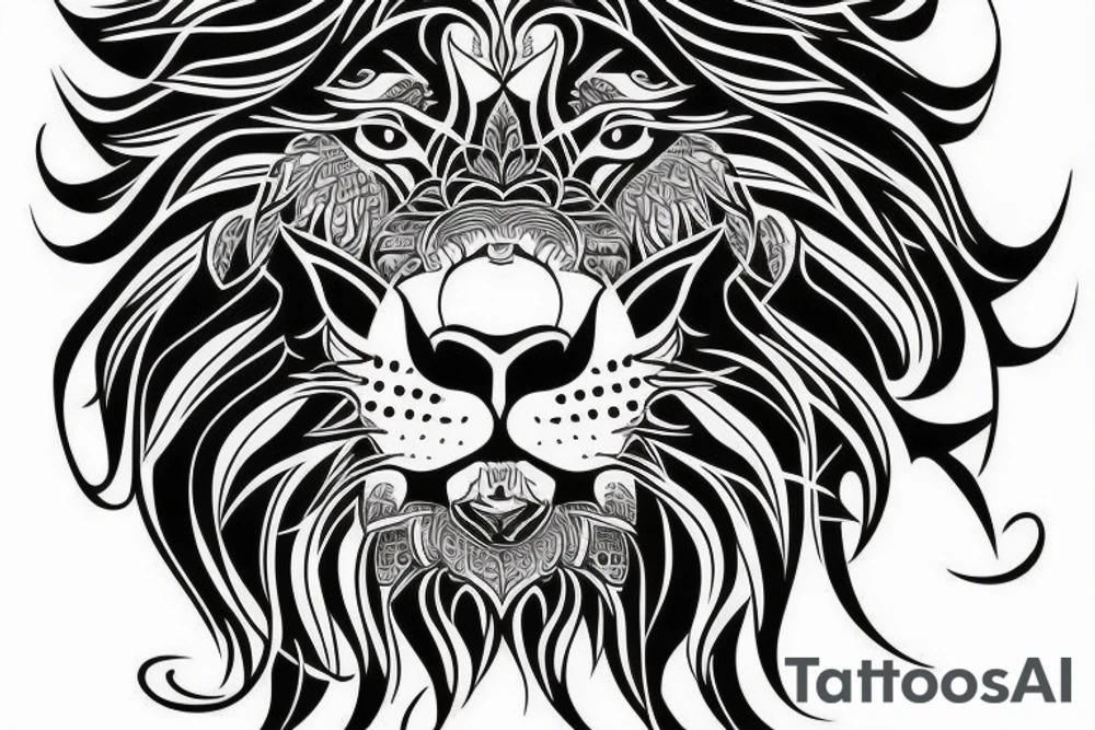 Lion face design, mental illusion, close up of different animals tattoo idea