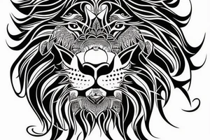 Lion face design, mental illusion, close up of different animals tattoo idea