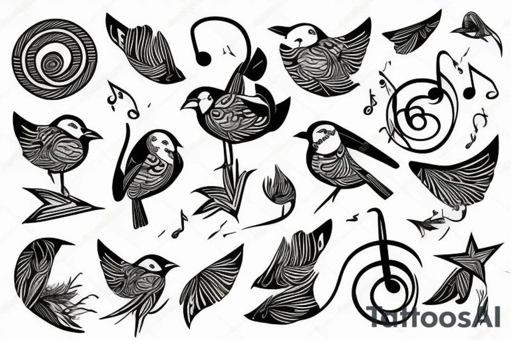 bird with a music tattoo idea